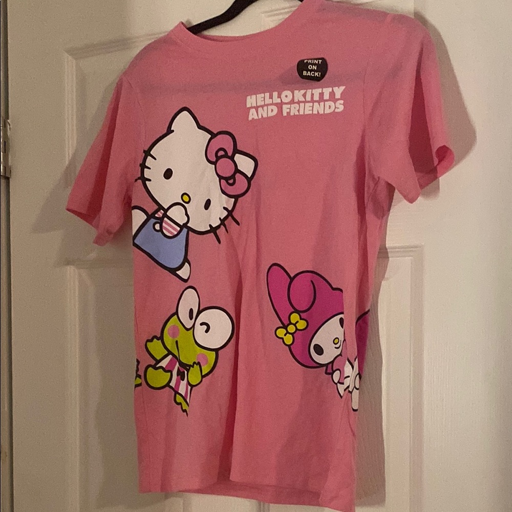 Hello Kitty Pink Short Sleeve Tee with Heart Motifs